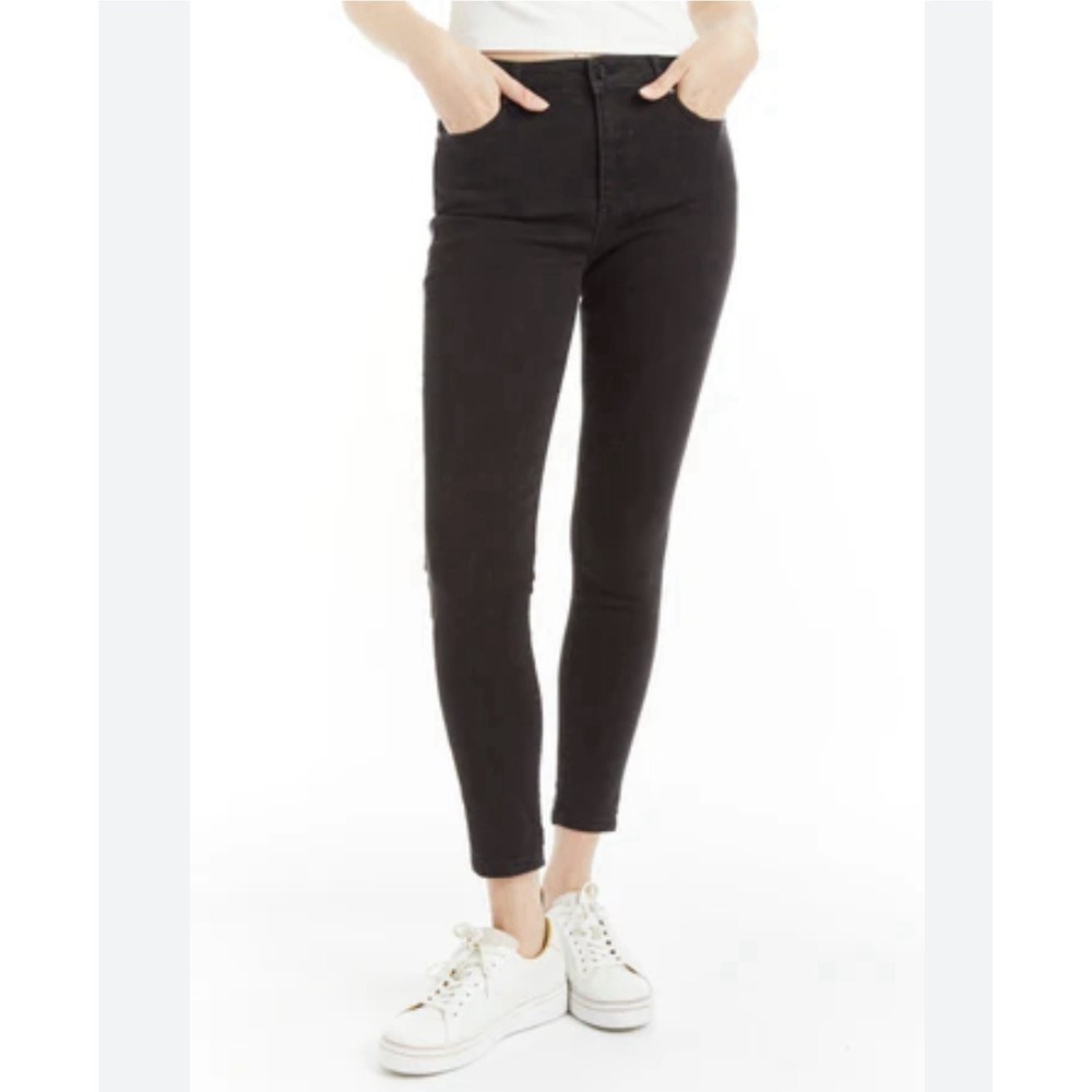 Tractr Dark‎ Grey High Rise Back Slit Hem Skinny Stretch Jeans Sz 4/27 NWT